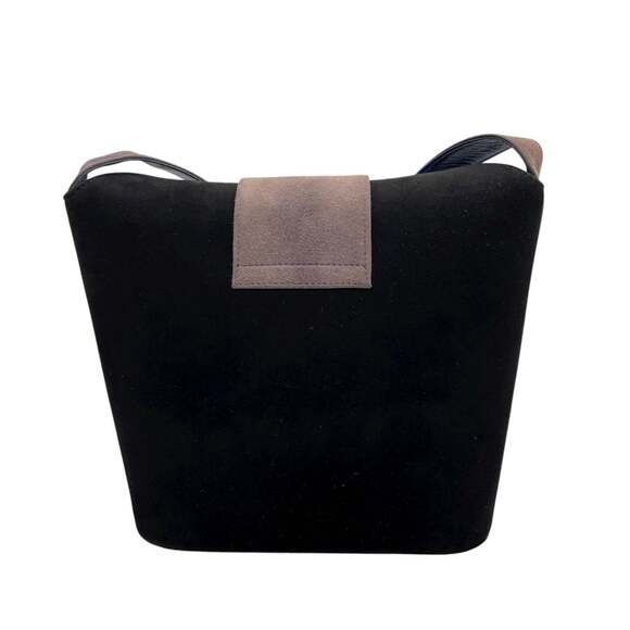 Bally Women's Suede and Leather Combination Shoulder Bag with Flap, Black Gra... - Picture 3 of 16